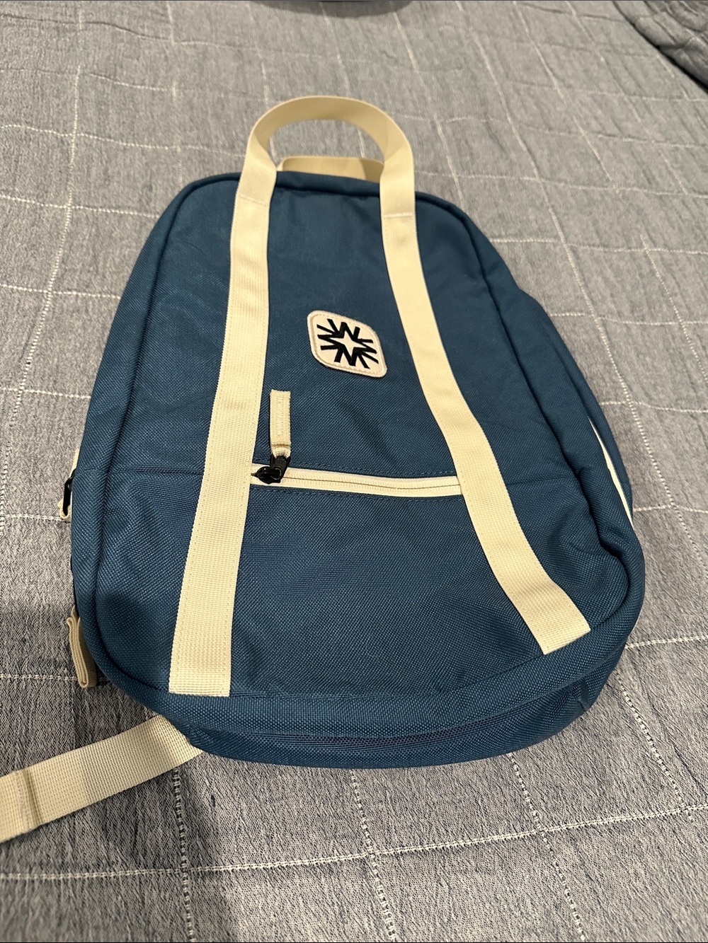 Blue Women's Everyday Backpack with Cream Straps from Walker Family Goods